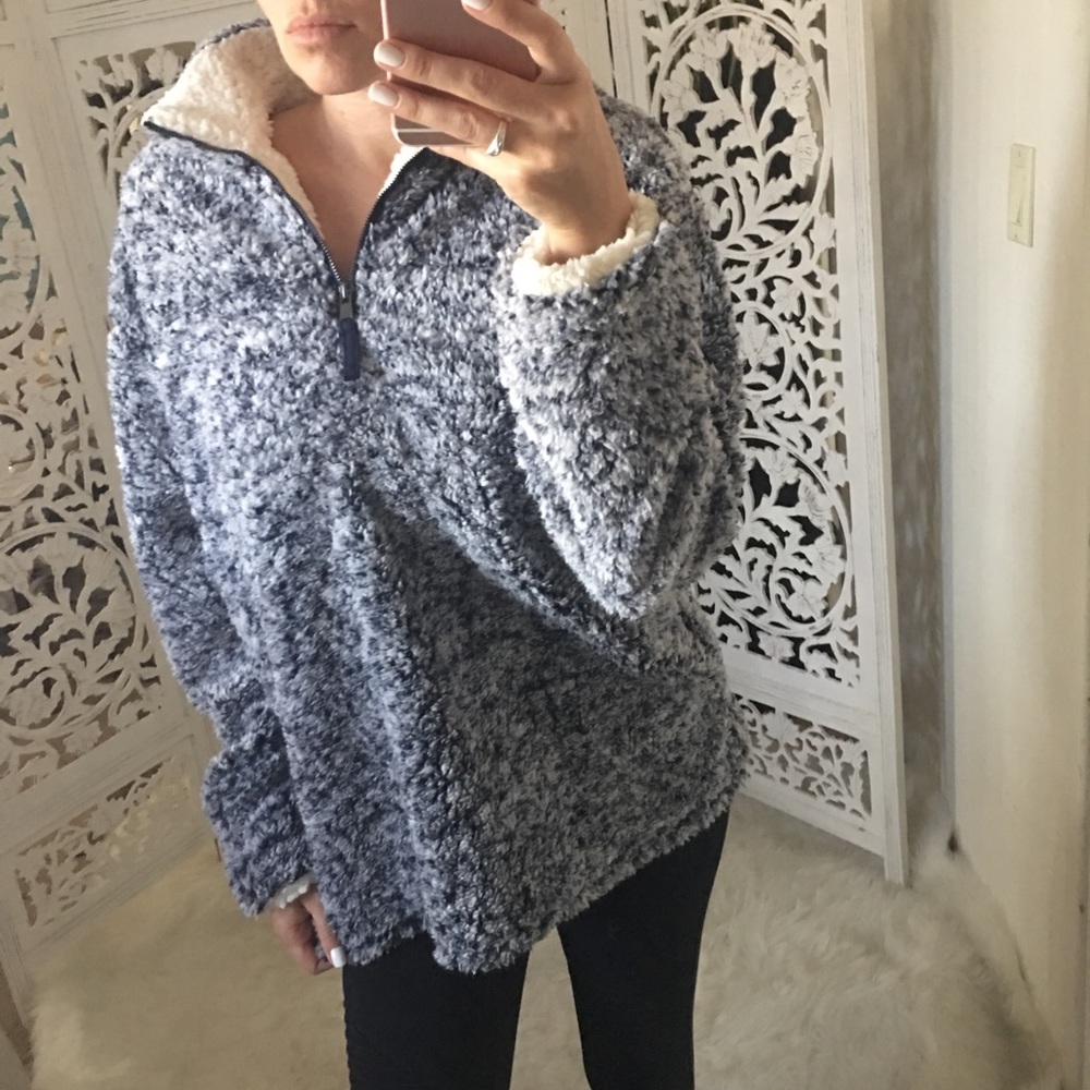 Two Tone Fuzzy Pullover Sweater